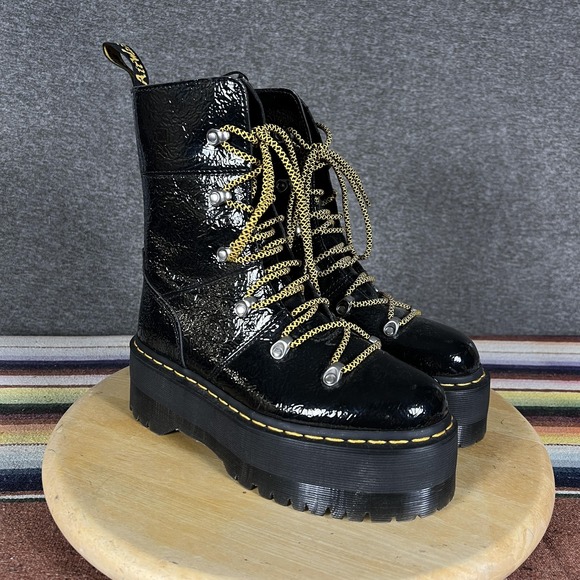 Dr. Martens Shoes - Dr. Martens‎ Ghilana Max Combat Boots Womens Size 7 Black Patent Platform